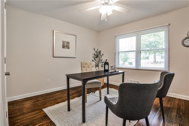 437 Valley Brook Dr NE, Atlanta, GA 30342 - home office with a ceiling fan and wood finished floors