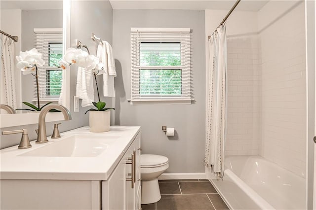 437 Valley Brook Dr NE, Atlanta, GA 30342 - bathroom with vanity, tile patterned floors, and shower / bath combination with curtain