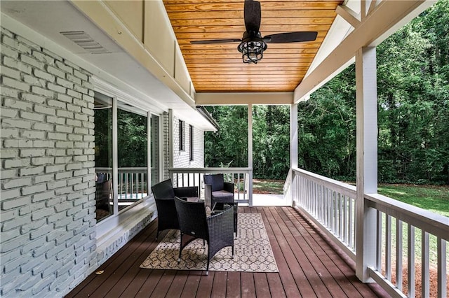 437 Valley Brook Dr NE, Atlanta, GA 30342 - wooden terrace featuring a ceiling fan