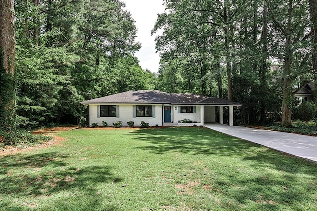 437 Valley Brook Dr NE, Atlanta, GA 30342 - ranch-style house featuring driveway, a carport, and a front lawn