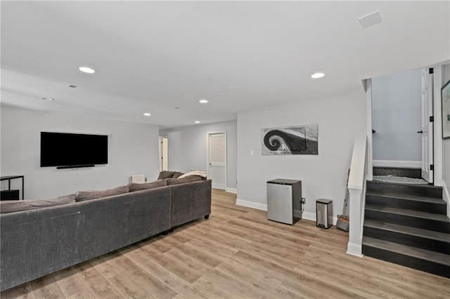 3648 Sope Creek Farm SE, Marietta, GA 30067 - living room with recessed lighting, light wood finished floors, and stairs