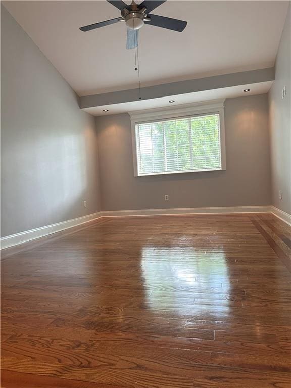 1055 Worthington Hills Dr, Roswell, GA 30076 - unfurnished room featuring a ceiling fan, wood finished floors, and baseboards