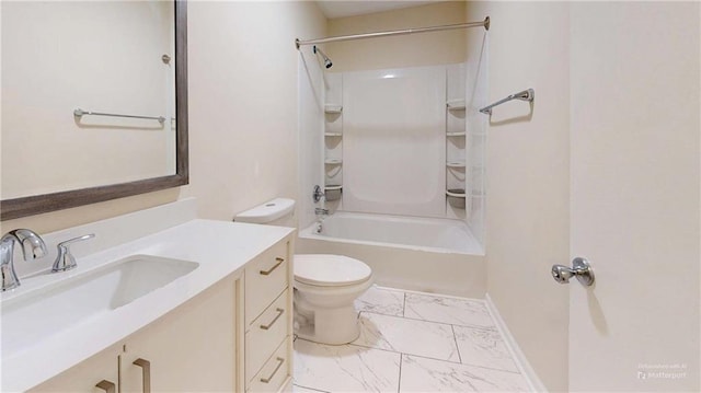 25 Forrest Ln, Cartersville, GA 30121 - full bathroom with vanity, marble look tile flooring, and bathing tub / shower combination