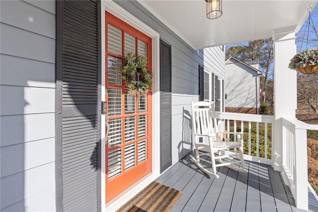 deck featuring a porch