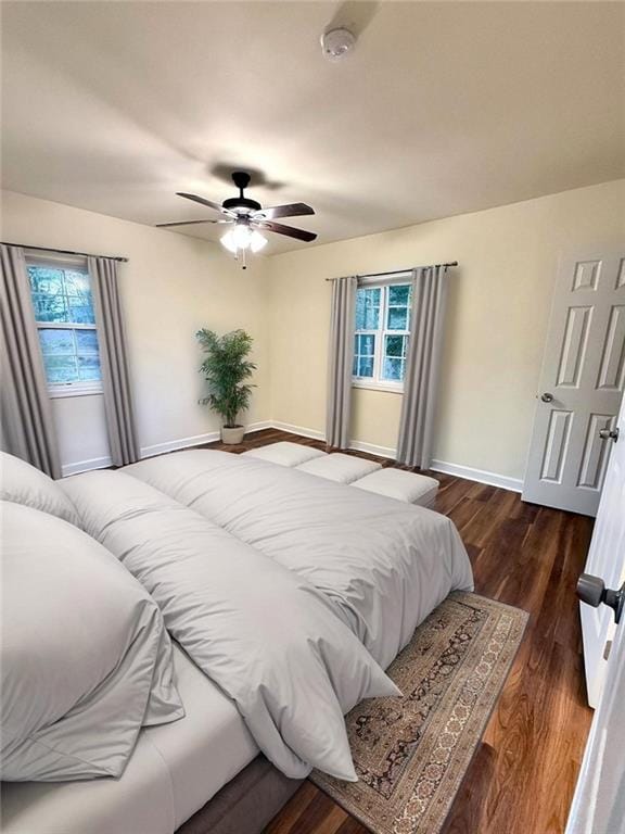2182 Rosewood Rd, Decatur, GA 30032 - bedroom featuring baseboards, dark wood-style floors, and ceiling fan