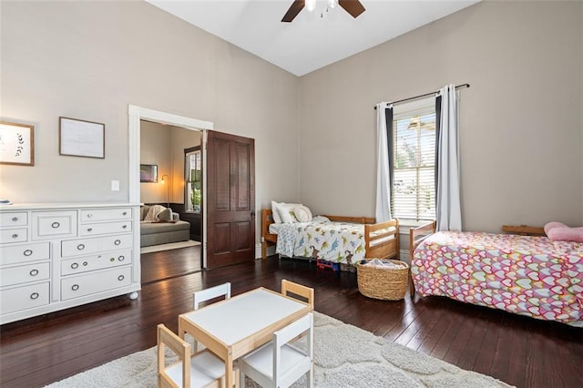 161 N Barton St, Norcross, GA 30071 - bedroom featuring multiple windows, hardwood / wood-style flooring, and a ceiling fan