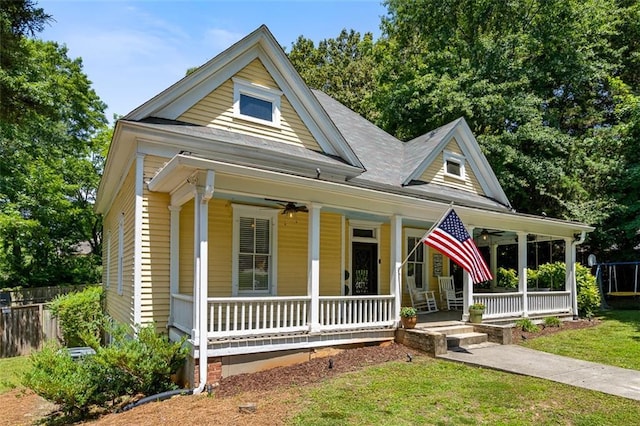 161 N Barton St, Norcross, GA 30071 - view of front of house featuring covered porch and a ceiling fan