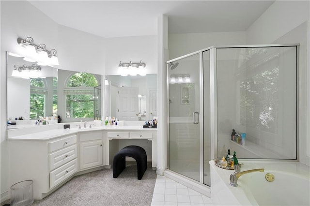 12160 Oak Hollow Way, Alpharetta, GA 30005 - bathroom featuring vanity, a stall shower, and a bath