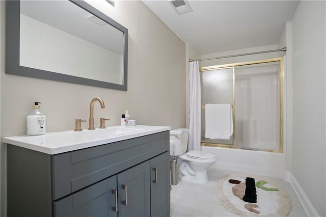 12160 Oak Hollow Way, Alpharetta, GA 30005 - bathroom featuring vanity, shower / bath combination with glass door, and tile patterned flooring