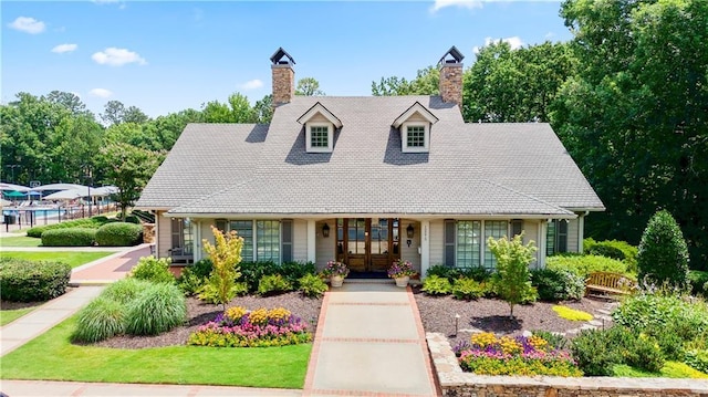 12160 Oak Hollow Way, Alpharetta, GA 30005 - cape cod home with french doors and a chimney