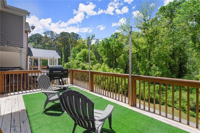 1744 Habershal Rd NW, Atlanta, GA 30318 - wooden terrace with grilling area