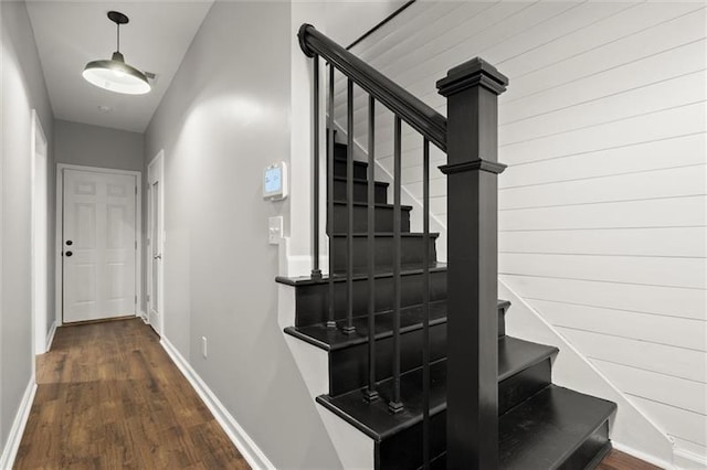 1744 Habershal Rd NW, Atlanta, GA 30318 - stairway featuring wood finished floors and baseboards