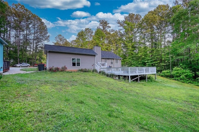 160 Riverbrooke Trl, Covington, GA 30016 - rear view of property with a deck, a yard, and a chimney