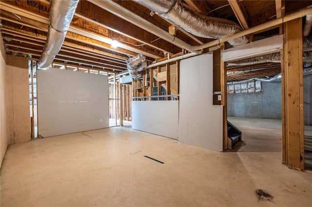 view of unfinished basement
