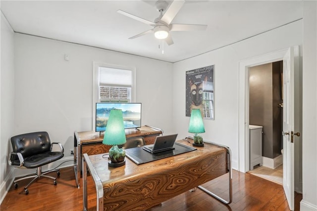 25 Standish Ave NW, Atlanta, GA 30309 - office with wood finished floors, baseboards, and a ceiling fan