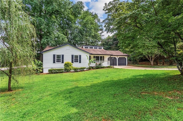 3833 Paddington Trl, Rex, GA 30273 - view of front of house featuring an attached garage, driveway, a front yard, and view of scattered trees