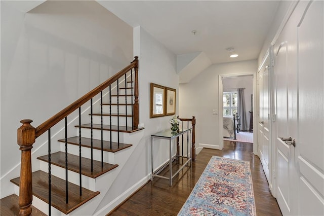 interior space with dark hardwood / wood-style flooring