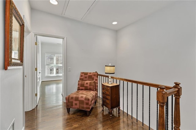 living area featuring dark hardwood / wood-style floors