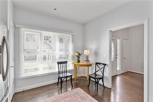 sitting room featuring dark hardwood / wood-style floors