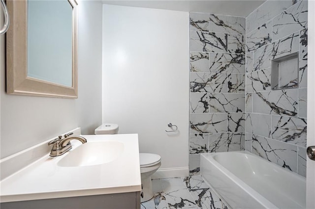 full bathroom featuring vanity, shower / bathing tub combination, and toilet