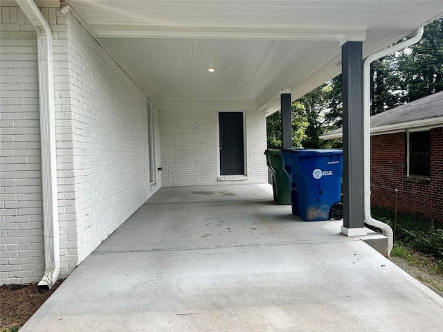 view of patio featuring a carport