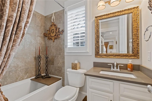 340 Marietta Walk Ln, Marietta, GA 30064 - full bathroom with shower / bath combo, toilet, vanity, and tile patterned floors