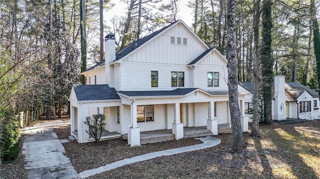 modern inspired farmhouse featuring a porch