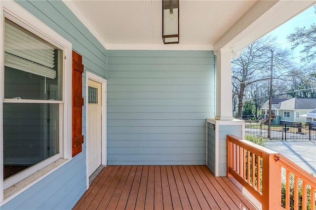 deck featuring a porch