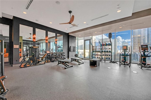 40 12th St NE Unit 903, Atlanta, GA 30309 - exercise room with ceiling fan and visible vents