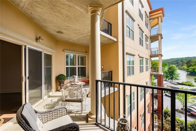balcony with a water view