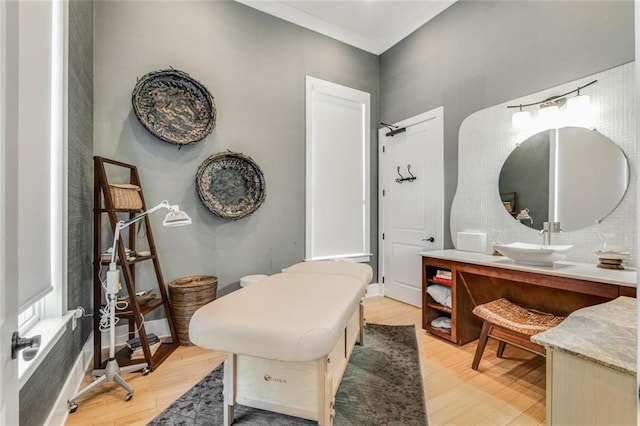 bathroom featuring vanity and wood finished floors