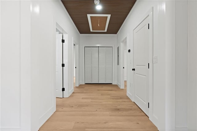 1337 Fairfield Dr, Lilburn, GA 30047 - corridor featuring light wood finished floors and ornamental molding