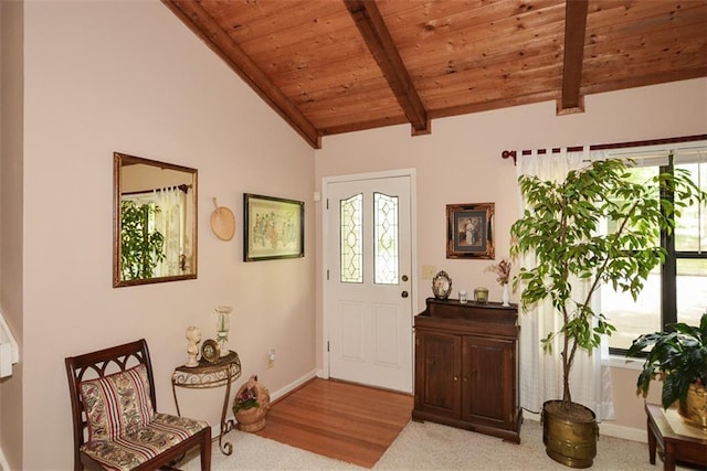 2261 Ravenwood Trl, Marietta, GA 30066 - carpeted entryway featuring wooden ceiling and baseboards
