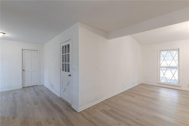 interior space with light hardwood / wood-style flooring