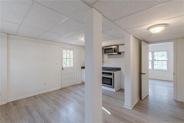 interior space with light hardwood / wood-style floors, a healthy amount of sunlight, and appliances with stainless steel finishes