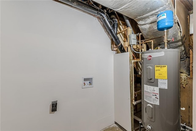 utility room with electric water heater