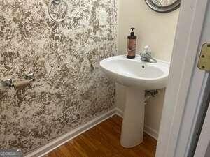 bathroom featuring wood-type flooring