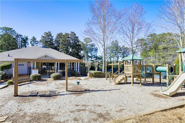 view of community jungle gym