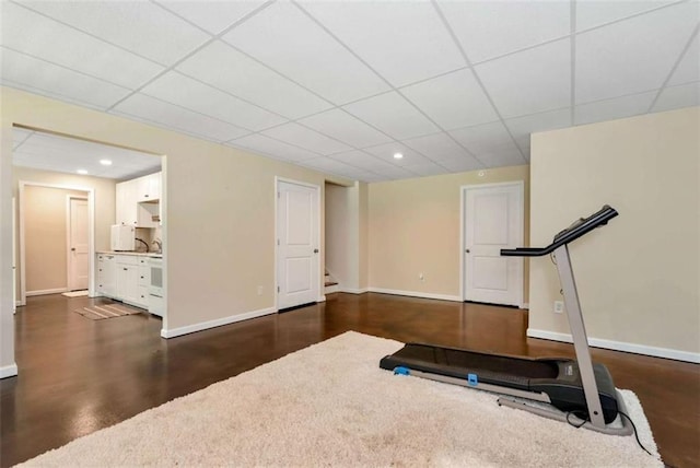 806 Skelton Rd, Hoschton, GA 30548 - exercise area with a paneled ceiling and recessed lighting