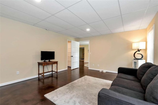 806 Skelton Rd, Hoschton, GA 30548 - living room featuring recessed lighting, a paneled ceiling, and concrete flooring
