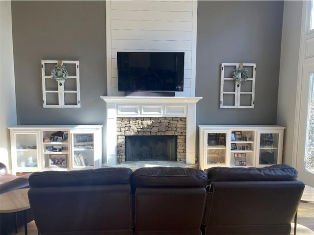 180 Hightower Lake Trl, Ball Ground, GA 30107 - living area featuring a fireplace