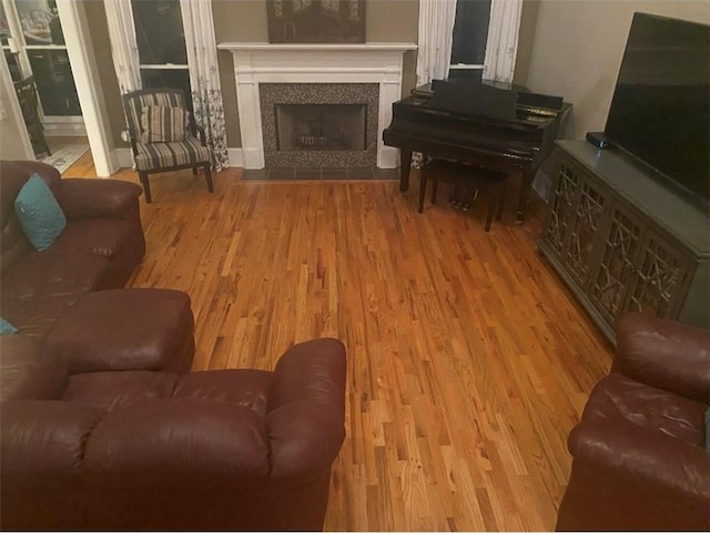 180 Hightower Lake Trl, Ball Ground, GA 30107 - living room with wood finished floors and a fireplace