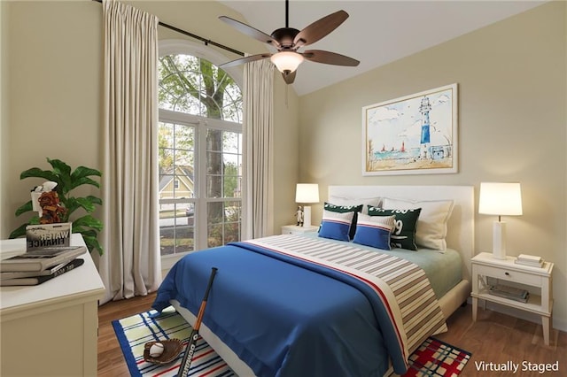 475 Brown Thrasher Ct, Alpharetta, GA 30009 - bedroom featuring lofted ceiling, wood finished floors, and ceiling fan