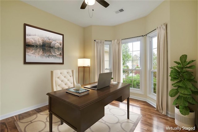 475 Brown Thrasher Ct, Alpharetta, GA 30009 - office space featuring ceiling fan and wood finished floors