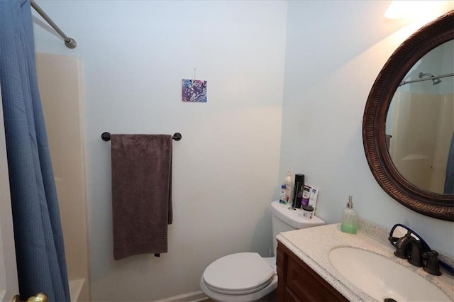 236 Hiram Sudie Rd, Dallas, GA 30157 - full bathroom with toilet, vanity, and shower / bath combination with curtain