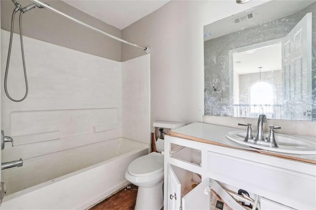 4467 Boatmans Cv, Stone Mountain, GA 30083 - bathroom featuring shower / tub combination, vanity, and wood finished floors