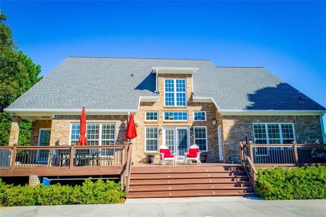 view of front of property with a deck