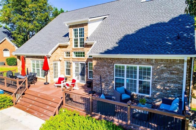 view of front of home with a wooden deck