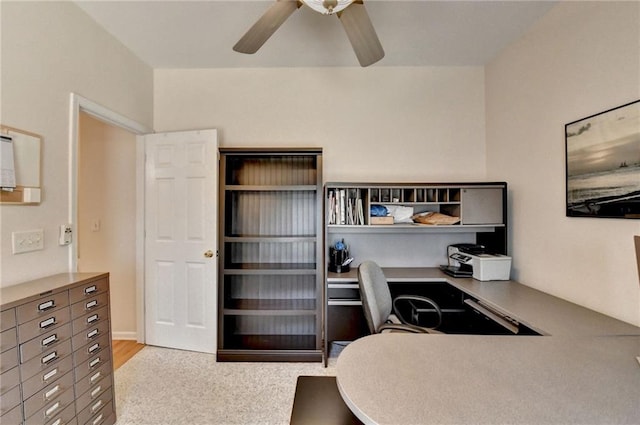 office featuring ceiling fan