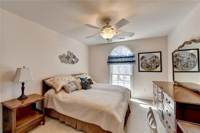 bedroom featuring carpet and ceiling fan